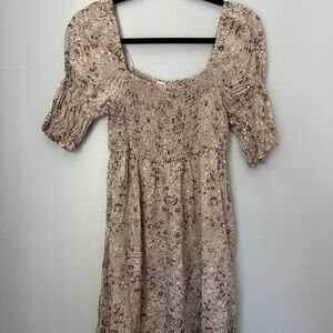 Promesa Beige Floral Midi Dress
